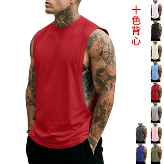 跨境亚马逊singlet men夏季男士宽松坎肩背心健身运动无袖背心男