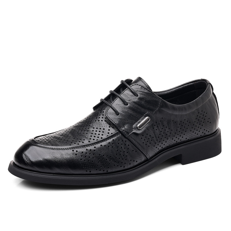 Hollow Out Men's Leather Shoes Hand-grain Pattern Business Formal Dress Shoes For Office Work_vogvips.com