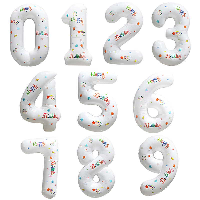 Globo digital blanco de 32 pulgadas para decoración de cumpleaños, de aluminio, para fiestas, fondo para fotos, accesorios de decoración