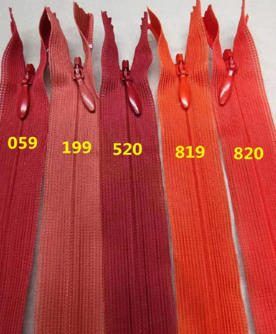 正品YKK拉链2号丝边隐形闭口 红色系30-60cm连衣裙