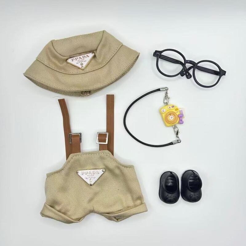第一世代、第二世代、第三世代のラブベビー服 17CM シットパーティー LABUBU 交換用黒帽子サスペンダーセット メガネアクセサリー|undefined