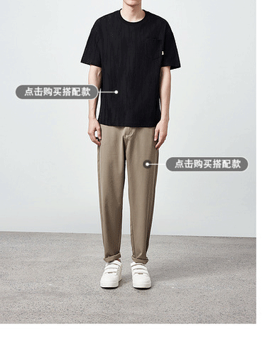 Áo thun nam tay ngắn dáng rộng chất liệu cotton thoáng mát — Màu đen chi tiết 11