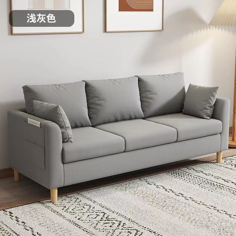 Sofa for Small Living Room, Simple Apartment, Bedroom, Three-Seater, Trendy Fabric, Simple Double Sofa for Rental, Cross-Border