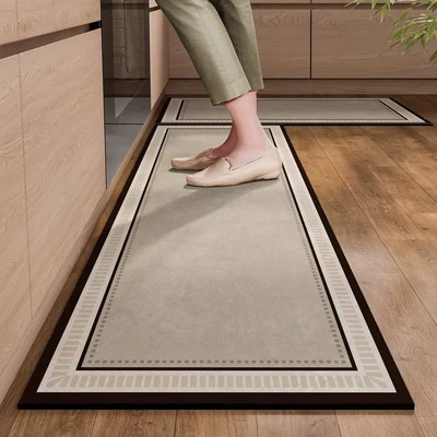 Nordic-style geometric color-block long strip | Avtomobil döşəmə paspasları - yy364-4060cmnew-diatom-mud