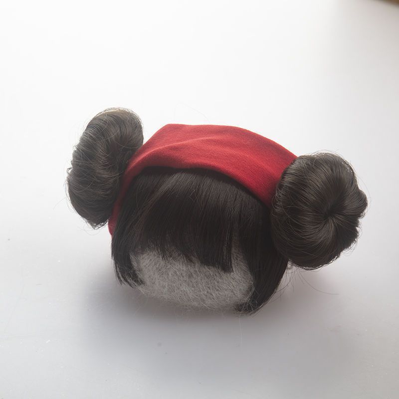 진한 빨간색 더블 팩 가발