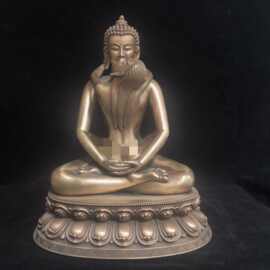 金满福工坊造像 普贤王紫铜小佛像摆件西藏家居工艺品23公分