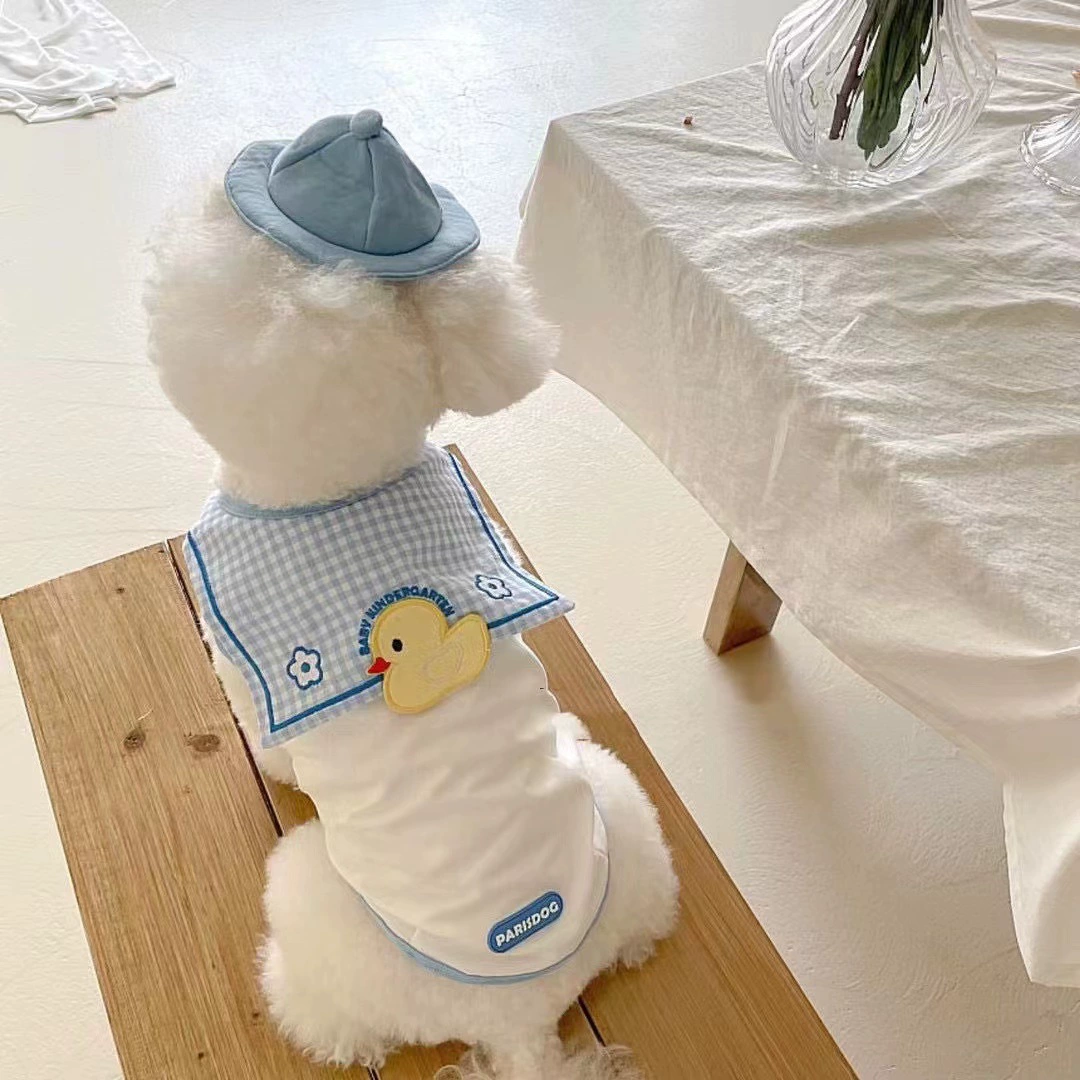 Летняя одежда для собак Тонкая одежда для домашних животных Дышащий мультяшный жилет для собак, одежда для кошек, одежда для медведей