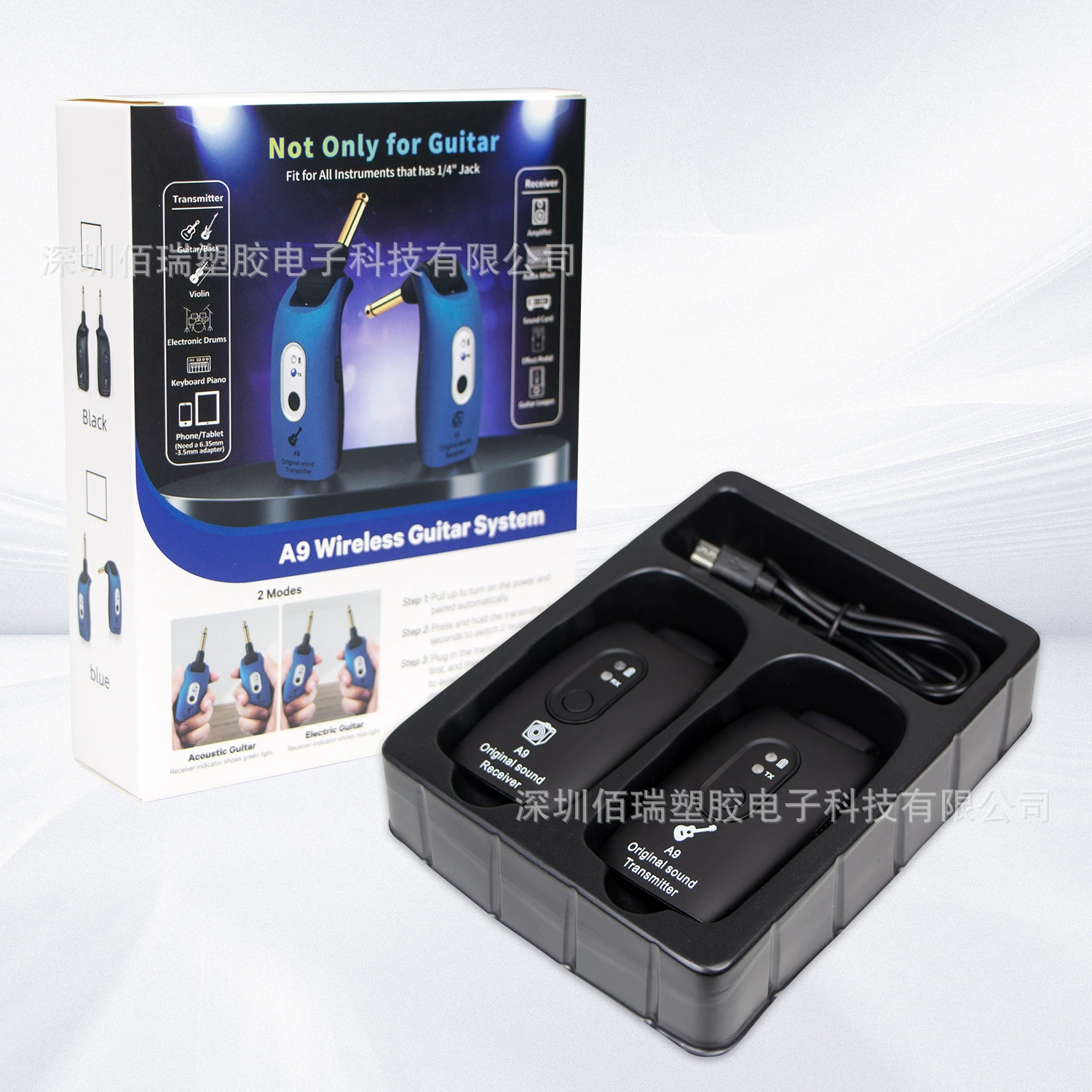 2.4G guitar no receiver launcher hair tube electric guitar wireless transmission system low interference low power consumption