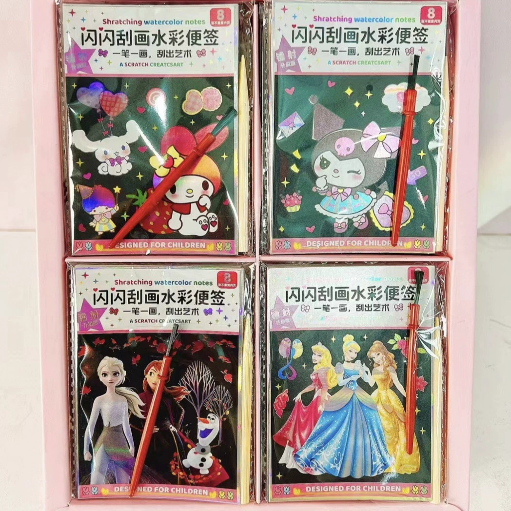 Yiwu 2 юаня продукт блестящая живопись при царапинах акварель примечание мультфильм акварель царапины Живопись оптом