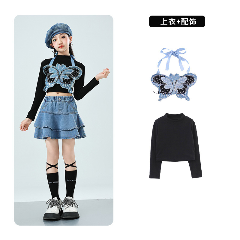 子供の街のダンスの公演服の男女の子供のカウボーイのスーツのジャズのダンスのhiphopの舞台のショーのファッションの服の長袖