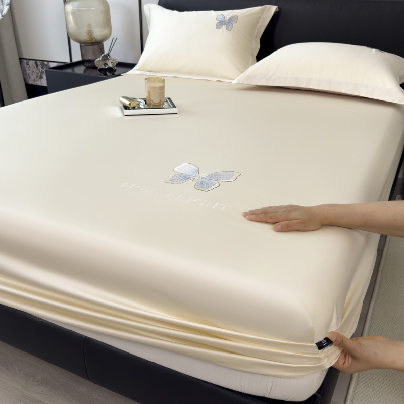 2025 nuevo estilo de lujo ligero de algodón de fibra larga sábana de algodón puro pieza individual 100 juego de cama de algodón cubierta protectora de colchón Simmons