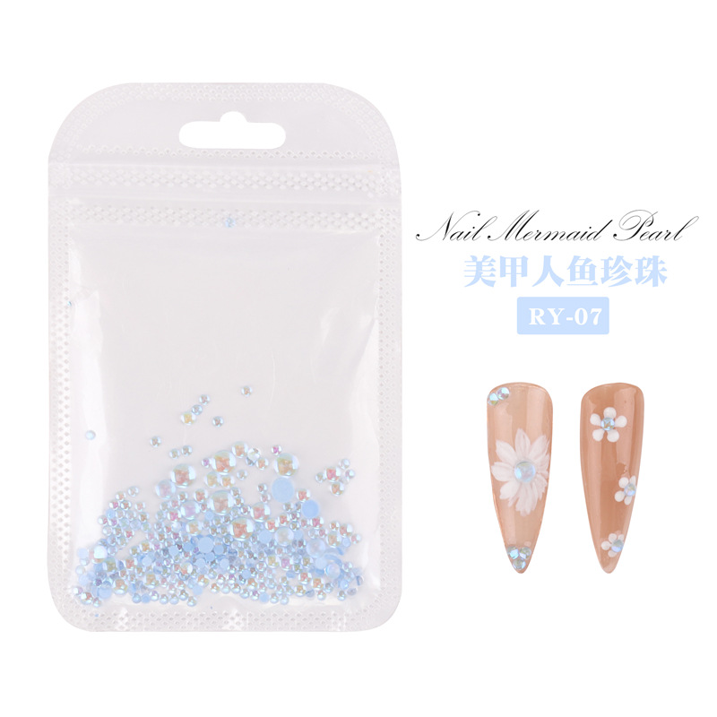 Transfronteriza nueva sirena colorida perla Aurora cristal transparente decoración de uñas joyería de uñas DIY 300 piezas en stock