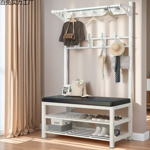 Entrance Door with Coat Rack, Shoe Cabinet, Integrated Wall-Mounted Clothes Rack, Entrance Hat Rack, Soft Bag Stool, Bag Rack