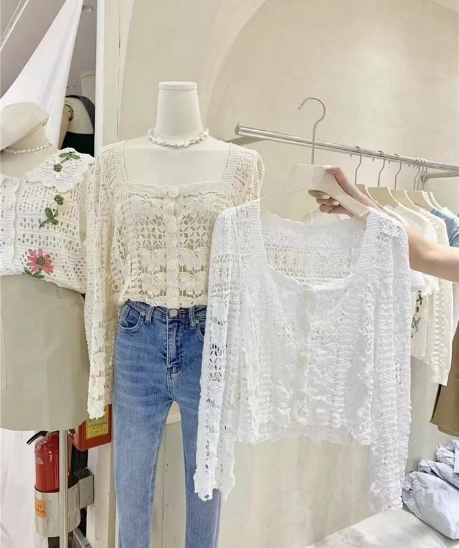 デザインレース刺繍フード付き日焼け止めシャツ女性のための 2025 春カジュアル多用途ルーズ長袖カーディガントップトレンディ|undefined