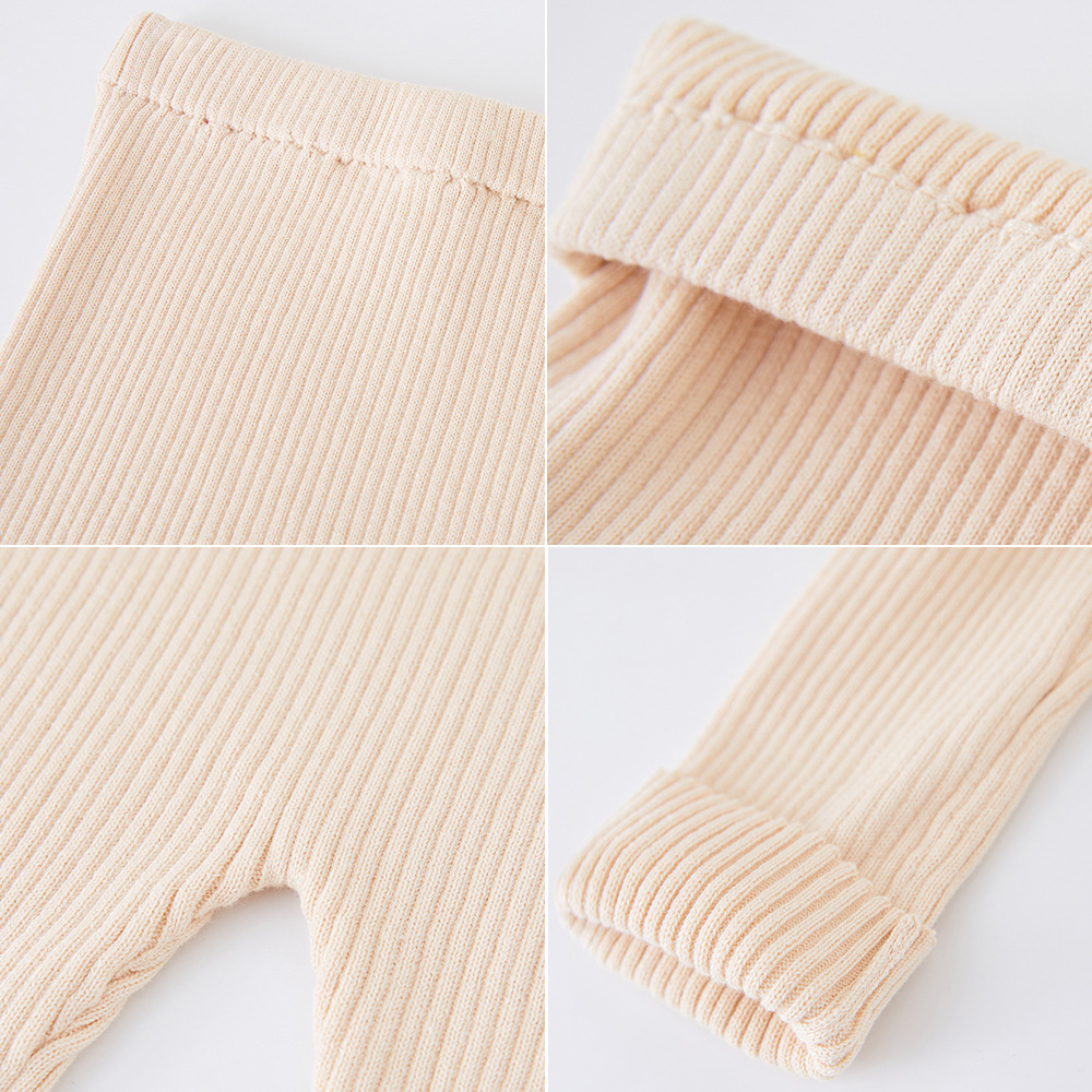 2023 estilo coreano primavera y otoño pantalones de punto de las muchachas del bebé del hoyo estiramiento de las polainas de los niños pantalones de lana al por mayor