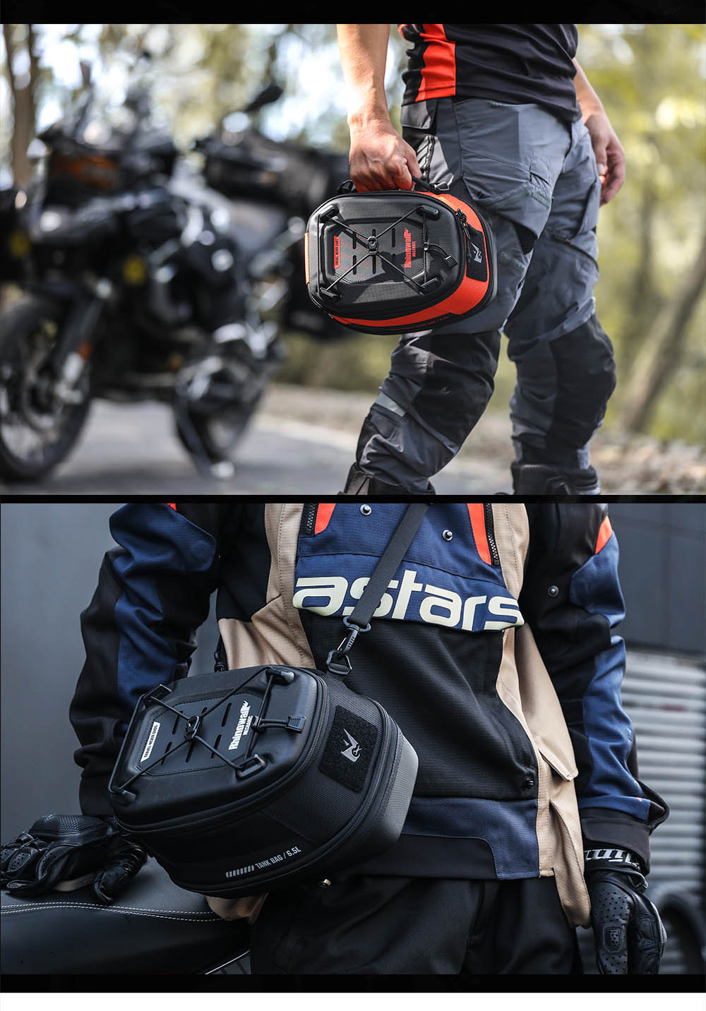 Rhinowalk Motorcycle Fuel Tank Bag Magnetic Quick Release Anti-Theft Adjustable Front and Rear Motorcycle Rider Bag