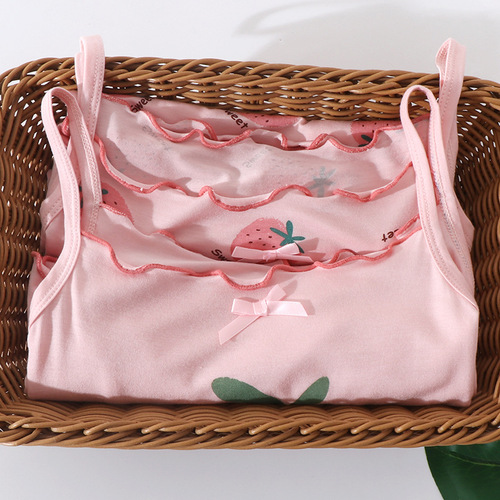 Ecos children's nightgown women's summer thin suspender nightgown big girl princess pajamas suspender girls home clothes