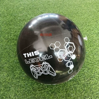 黑色印刷白色logo六片拼接球PVC充气沙滩球PVC充气草坪玩耍玩具球