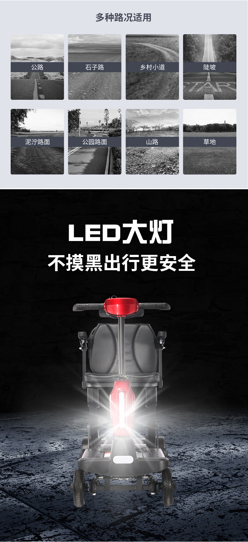 Factory direct supply X-14 electric four-wheeled vehicle, automatic folding single-seater mobility scooter for adults, short-distance travel vehicle