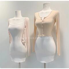 現物51STUDIO自作牛乳果味多色百合修身ショートカーディガンボタンtシャツ