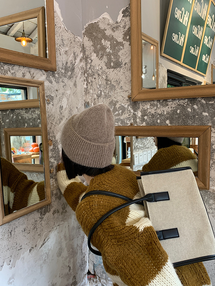 Õrn piim Fufu~Küüliku villavillane naiste kootud terava otsaga talvemüts_voghion.com