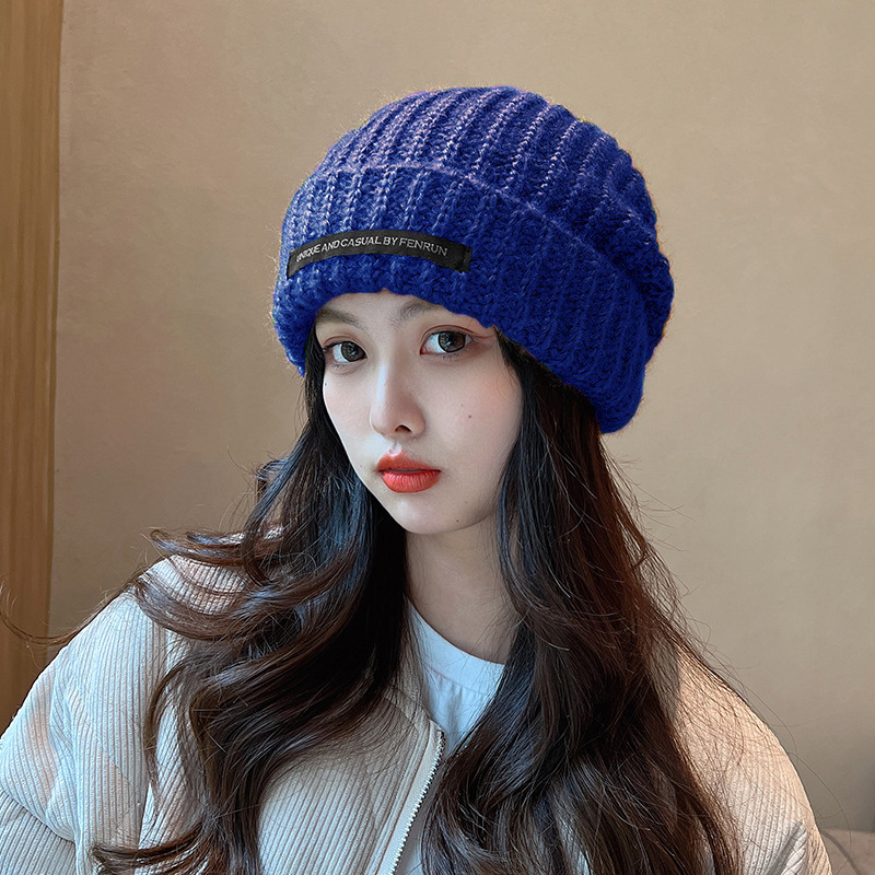 堆堆帽子女冬季高级感大头围保暖护耳针织帽时尚百搭显脸小毛线帽|undefined