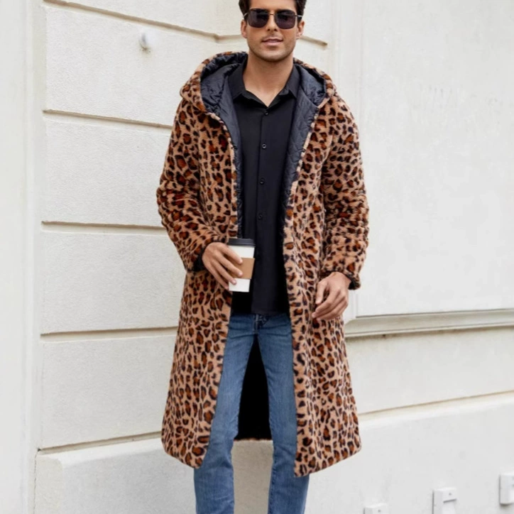 F0729 осенне-зимняя экспортная верхняя одежда европейского размера, морозостойкая плюшевая длинная мужская верхняя одежда с капюшоном из искусственного меха, верхняя ветровка