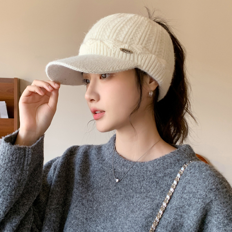 秋冬季帽子女大头围纯色鸭舌帽韩版时尚百搭针织帽加绒加厚保暖帽|undefined