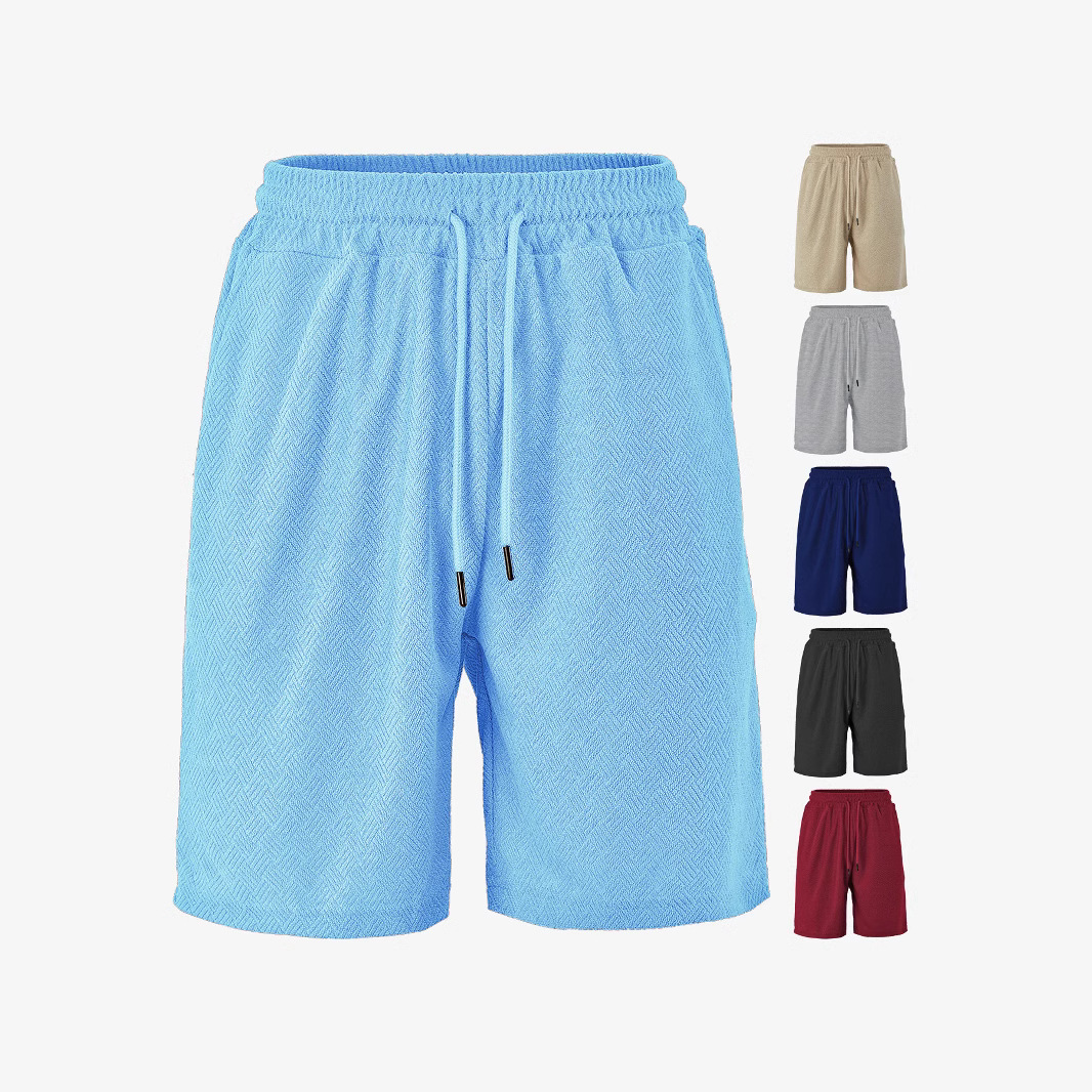 Europa y América transfronterizos TK paleta de verano relajado cómodo transpirable toallas Jacquard de color sólido pantalones cortos casuales de hombre