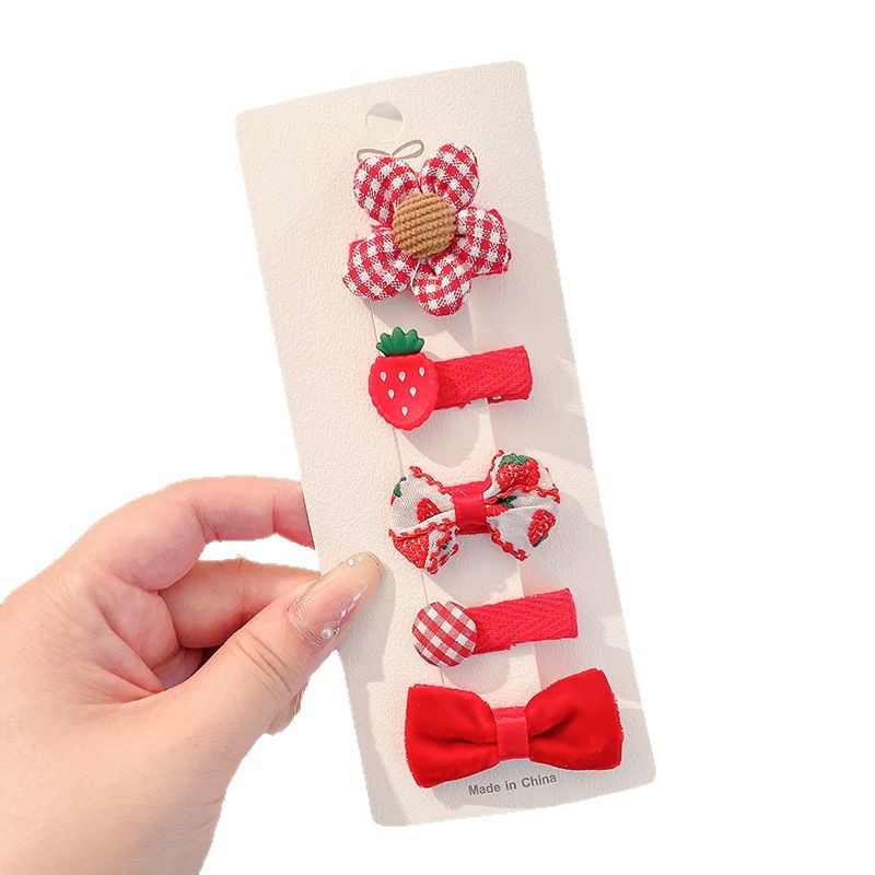 Hermosos clips de cabello de color para niños coreanos de alto nivel sensación de arco de niñas bolsa de tela no daña clips de cabello de bebé