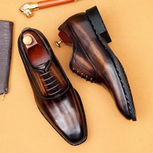 英伦皮鞋男款2025新款真皮复古商务正装牛津鞋结婚新郎内增高男鞋