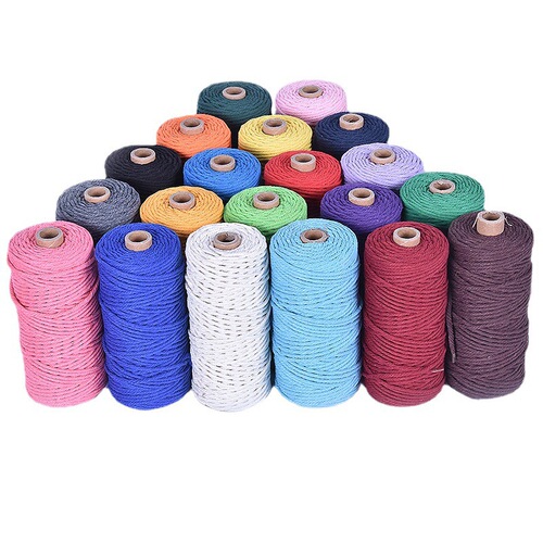 Colored cotton rope bundled cotton three-strand rope tag rope 123456 mm tapestry woven lanyard hand-woven rope