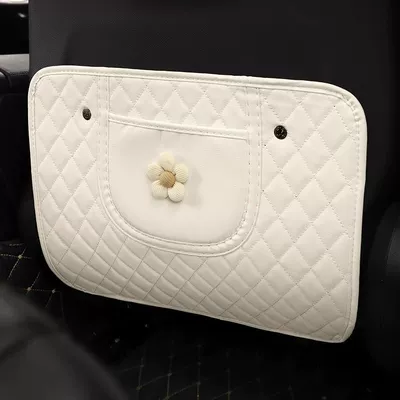 Car Seat Back Anti-Kick Pad Chair back anti-kick pad - beige-flower-short-style1