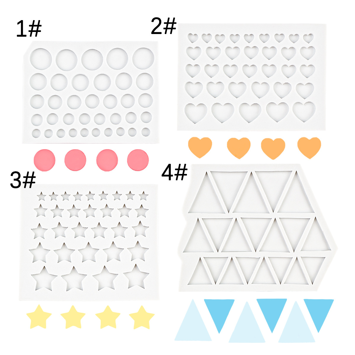 Amor redondo estrella de cinco puntas molde de silicona decoración de pastel triángulo pequeño chocolate fondant molde de borde