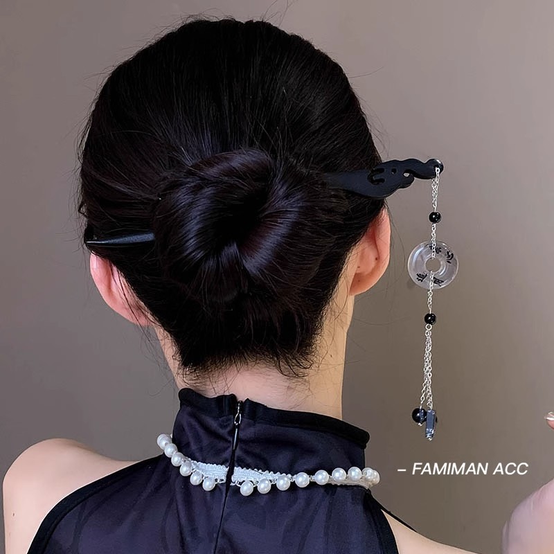 Pinzas de cabello nuevas chinas de alto nivel sensación pinzas de madera estilo antiguo cabello más de un disco de cabello de paso agitado decoración de cabello de mujer imitación de madera negra pinzas de bordas