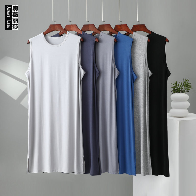 薄款睡衣裙男士夏季睡袍连衣裙莫代尔背心大码宽松家居服睡裙