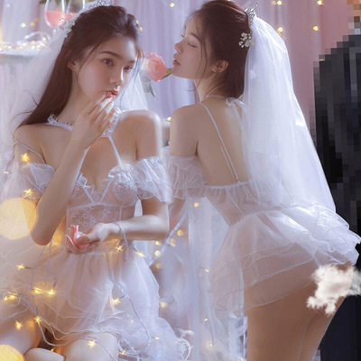 Sexy Lingerie with Pure Desire, Passionate and Alluring, Suitable for Small Busts, Friendly Bride Uniform, Wedding Dress Nightgown, Slimming 3041