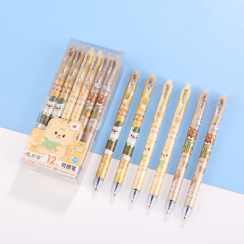 Haoli empuje de recarga borrable 0,5 M cristal azul Mo fácil de limpiar caliente borrable estudiante Mo le pluma de gel pluma a base de agua