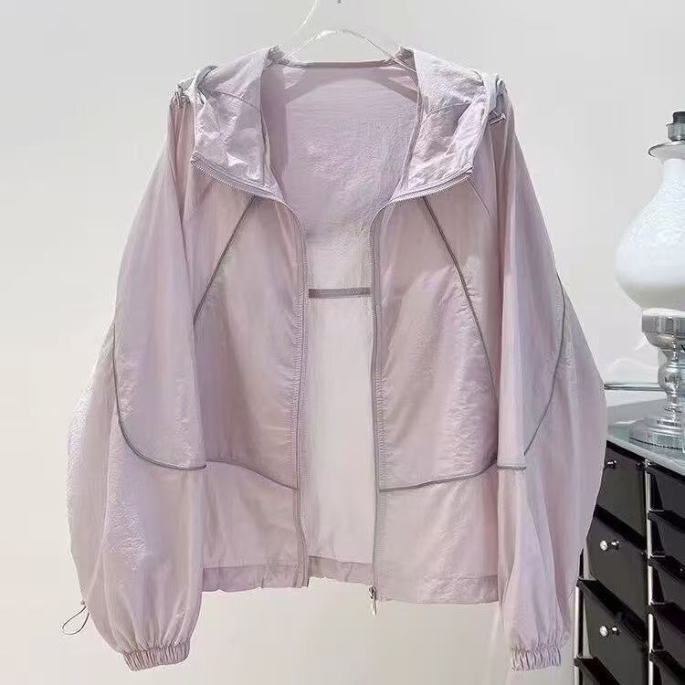 2026 New Style Sun Protection Clothing for Women, Summer Hooded Loose Breathable Anti-Uv Sun Protection Clothing Purple Jacket