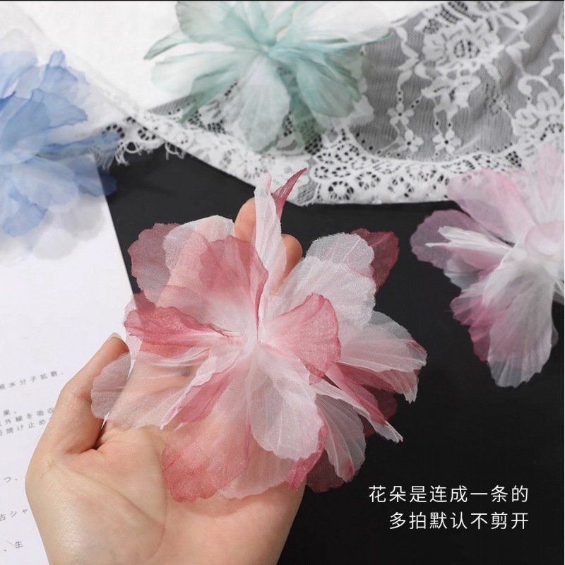 グラデーション欧根紗立体紗花diyレース髪飾りケーキ装飾品バレエスカート服装補助材料糸|undefined
