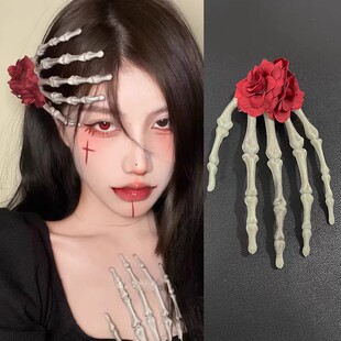 Halloween Skeleton Hand Claw Placing Placed Platform Girl Copper Specials Personalized Personal Ghost Claw Rose Dark Hair Fuck