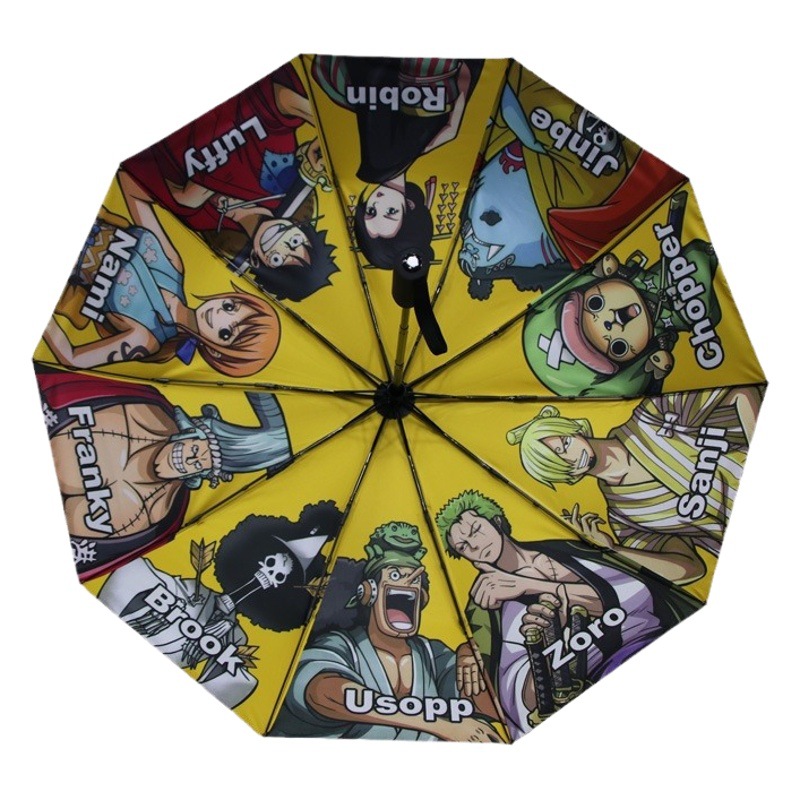 Marca de moda una pieza paraguas caja genuina conjunta nombre 10 hueso automático mar Rey Sol paraguas mujer negro pegamento sol paraguas