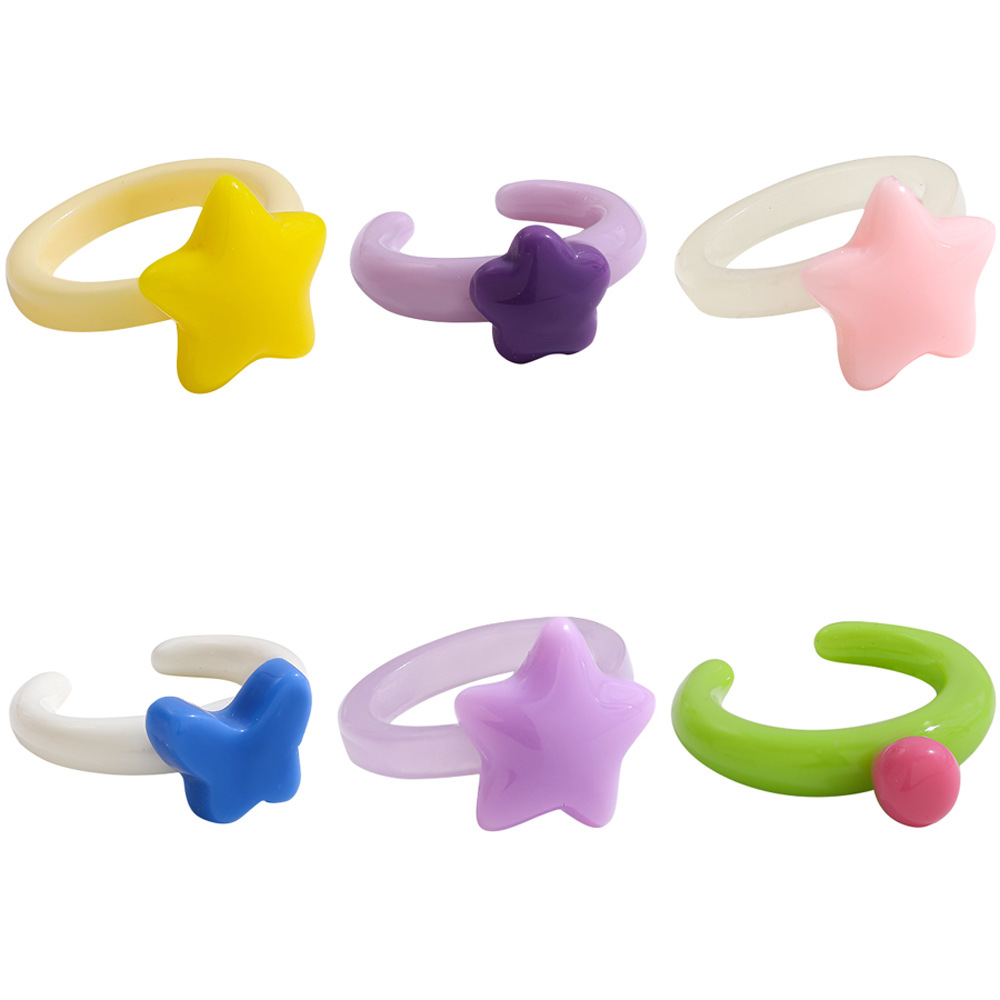 Wholesale Korean Three-dimensional Star Resin Ring display picture 1