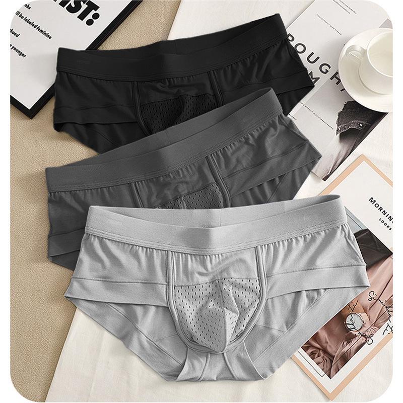 Solid Color Men's Breathable Mesh Underwear New Comfortable Briefs Men's Sexy Elastic Popular Underwear Men