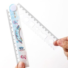 亚马逊新品小马折叠直尺学生透明可爱折叠尺绘图测量工具加长30CM