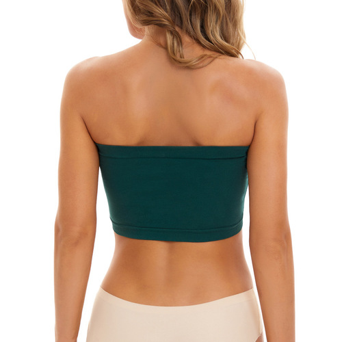 Women's large size seamless imitation steel ring bra cloth strapless wrap bra green big breasts small