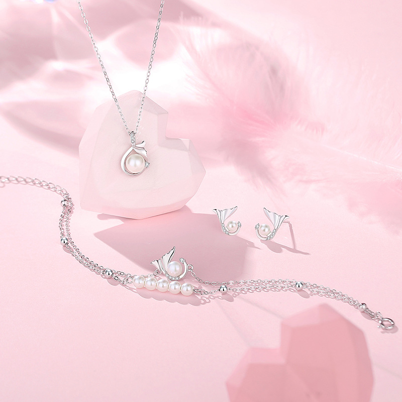 Genuine small design geometric brand earrings pearl
