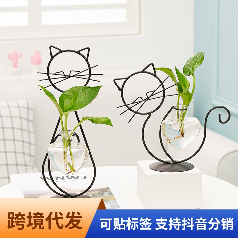 Простой кот кованая цветочная композиция гидропонная ваза креативная домашняя гостиная столовая декоративная креативная украшение