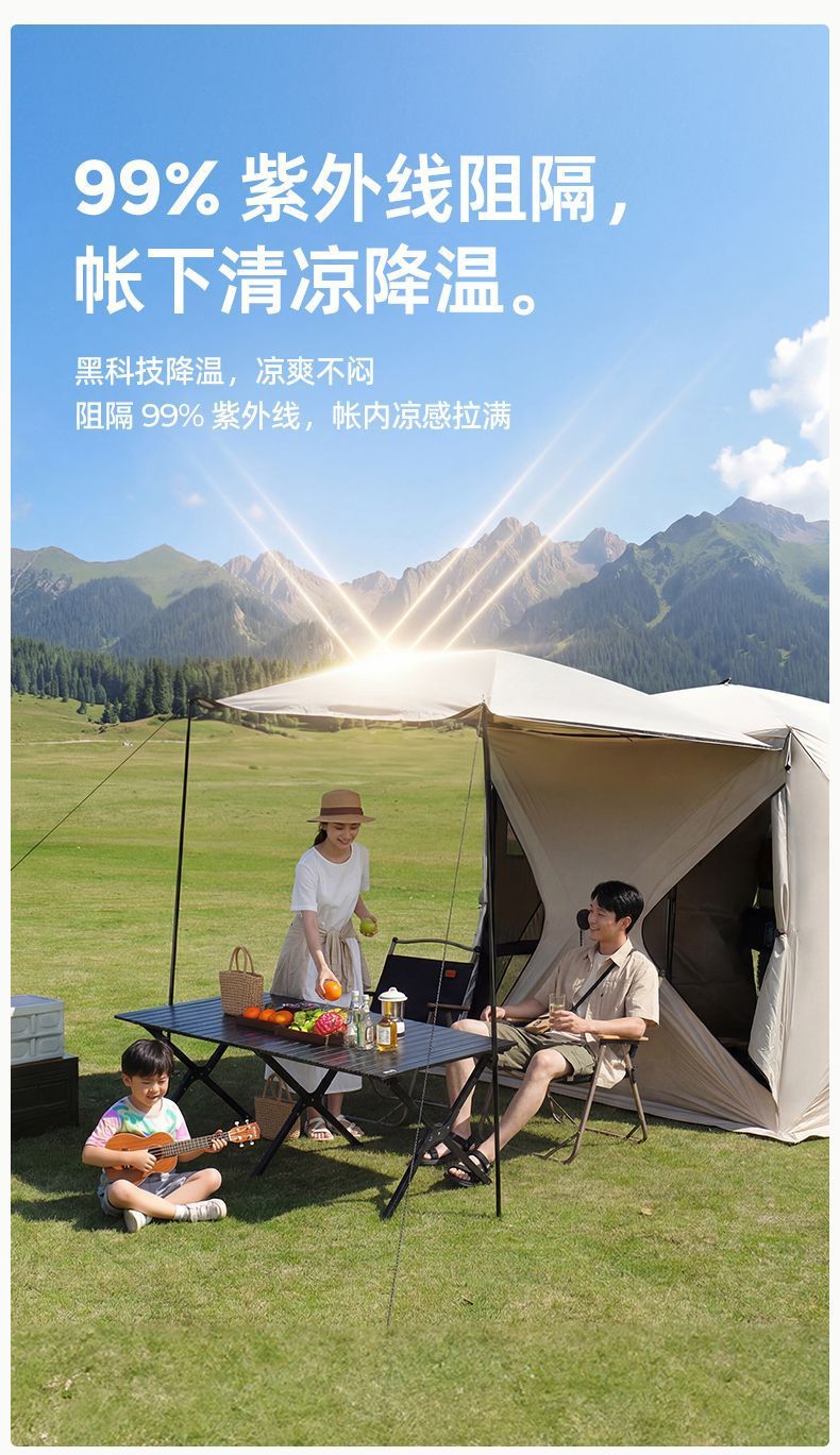 No-Build Required Foldable Car Rear Tent with Oxford Cloth and Fiberglass Frame, Sun Protection and Windproof Lounge Car Tent