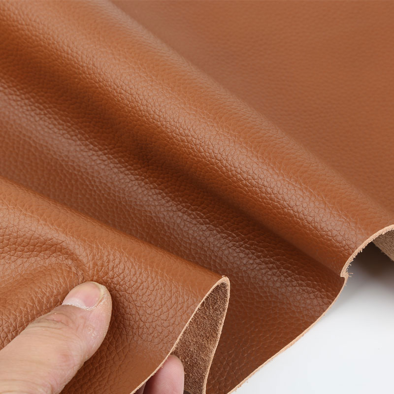 沙发皮子头层牛皮皮料真皮床头软包棕色卡宴棕荔枝纹软皮革面料